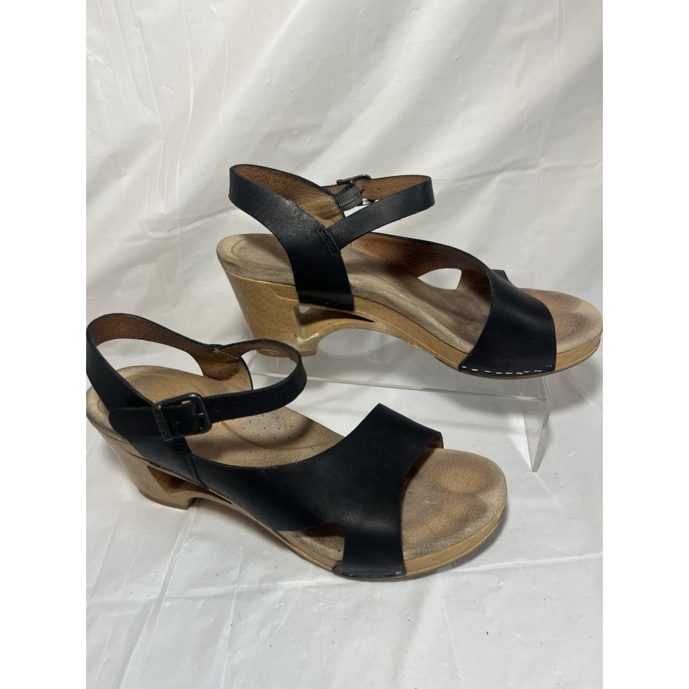 Dansko Tasha Black Leather Slingback Wedge Clog Sandals size 39 Us size 8.5-9 - Picture 6 of 15